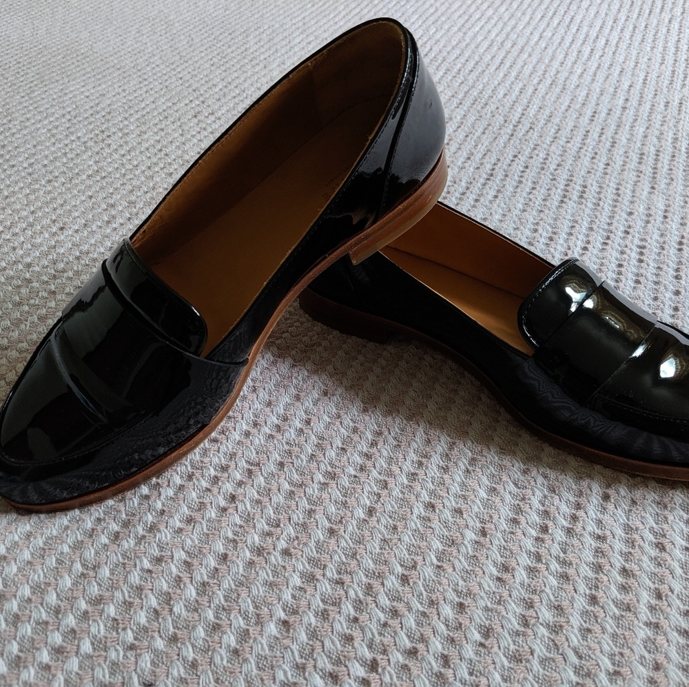 Sezane Black Patent Loafers